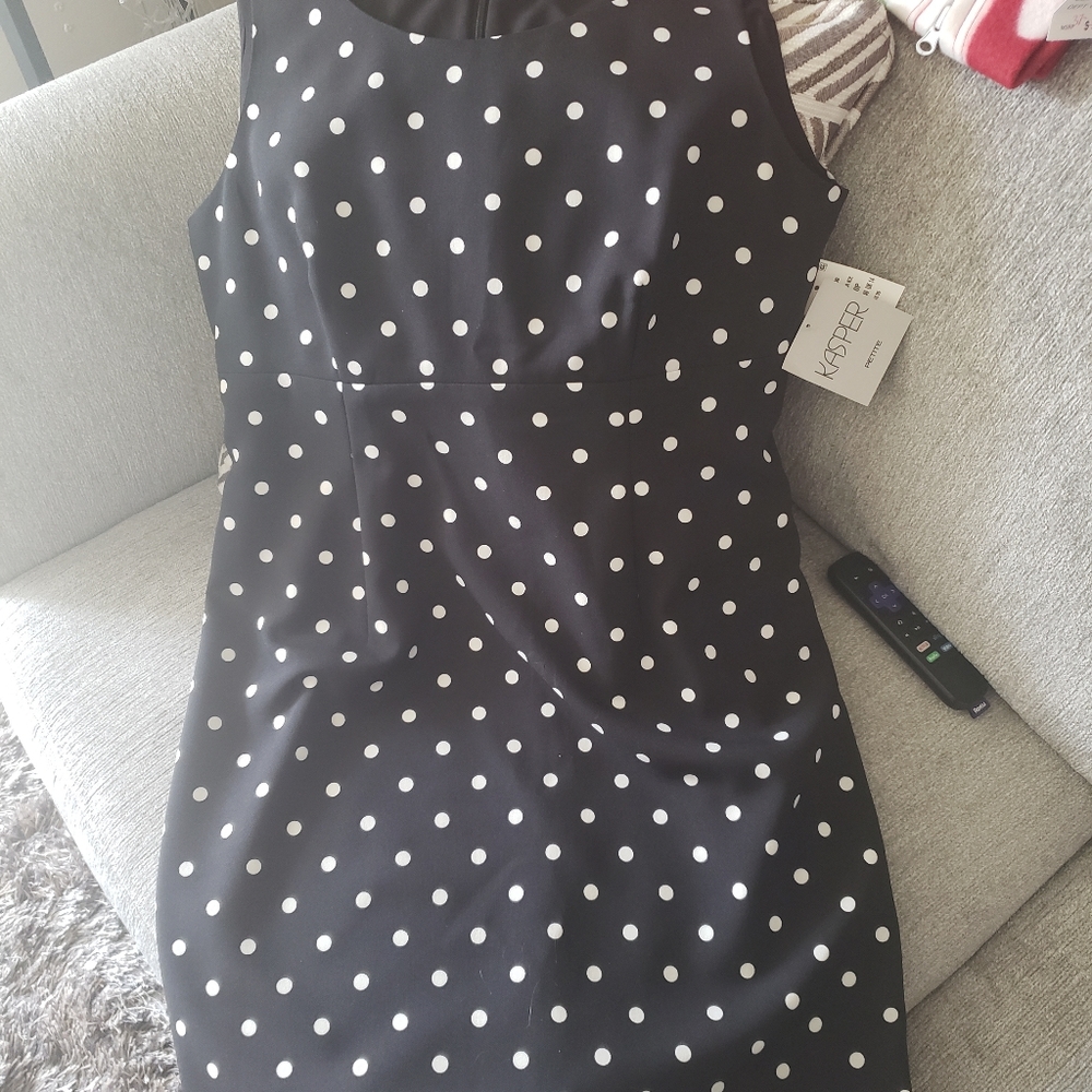 Nwt Kasper polka dot black & white dress size 10